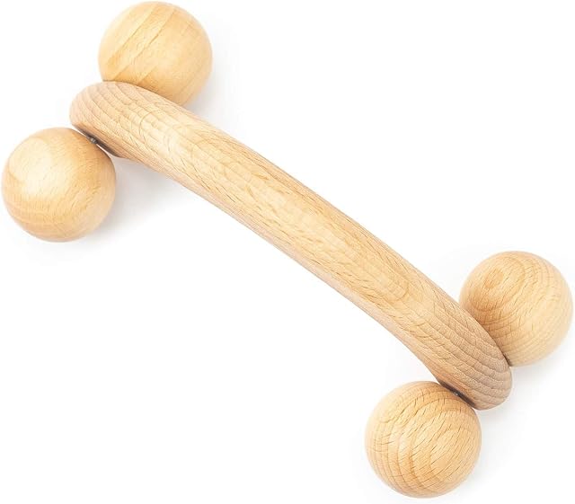 Minidiva Wooden Body Roller Wheels Balls Massager Arm Leg Back Foot Hand Neck Shoulder Muscle Pain Relief Handheld Massage Tool