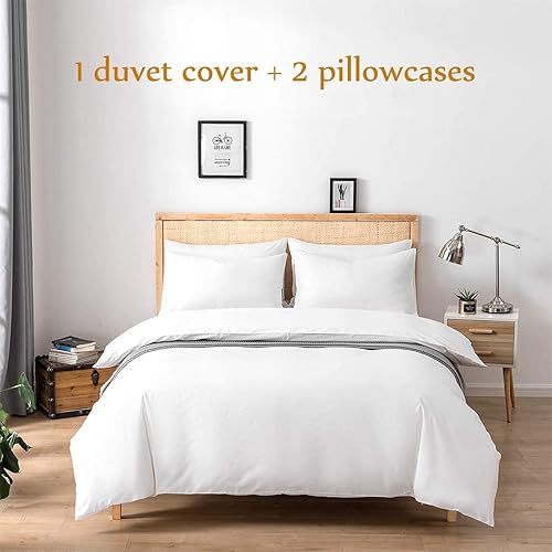 Miniatura 9 de Saferay Green Funda nórdica 100% algodón, funda de edredón de 600 hilos de alta calidad, tejido de satén suave, cierre de cremallera y lazos en las