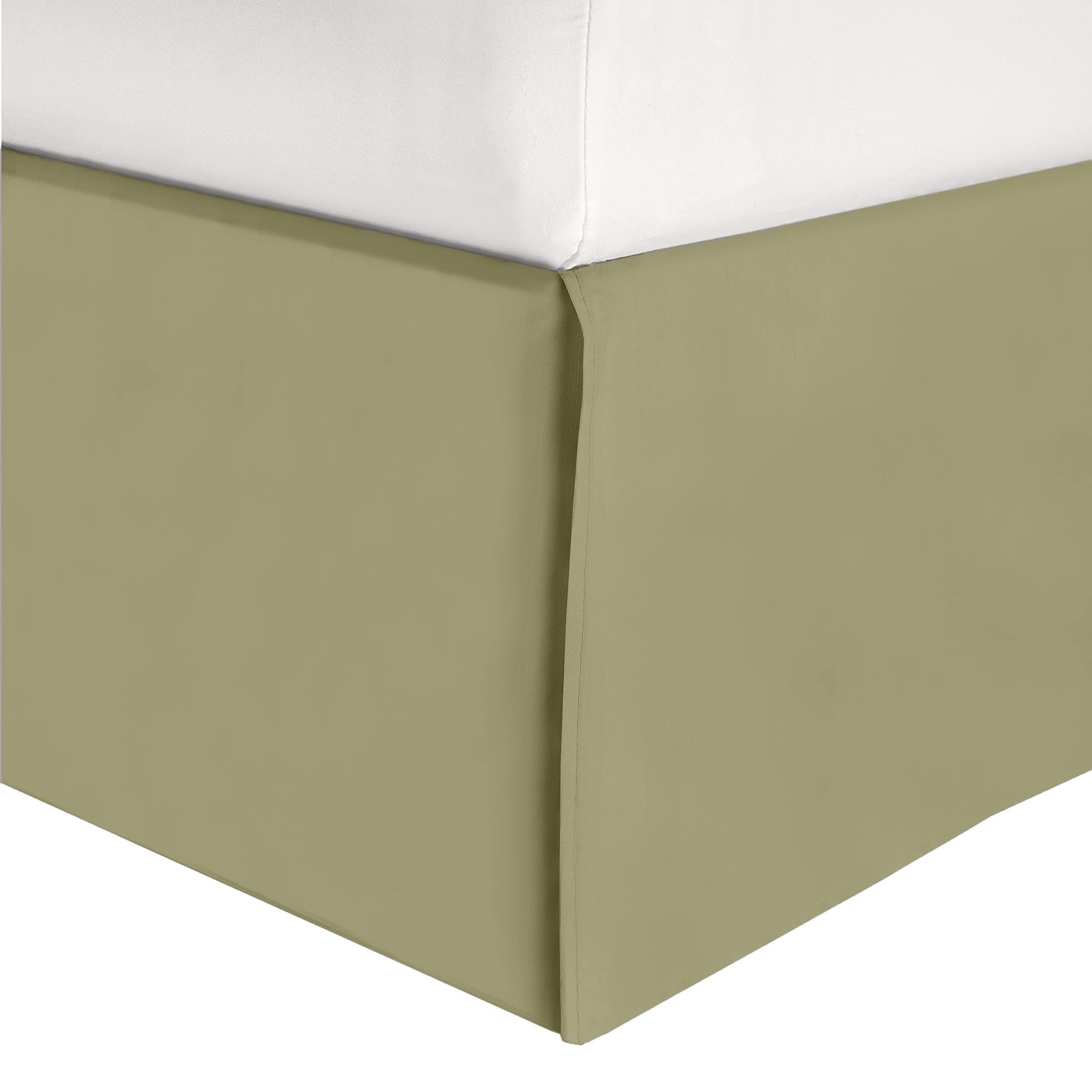 Elegant Comfort 1-Piece Solid Bed Skirt, 1500 Premium Hotel Quality Microfiber, Minimalist Design with a Modern Look- Easy Care, Wrinkle and Stain Resistant, Bedskirt, Cali King, Succulent Green