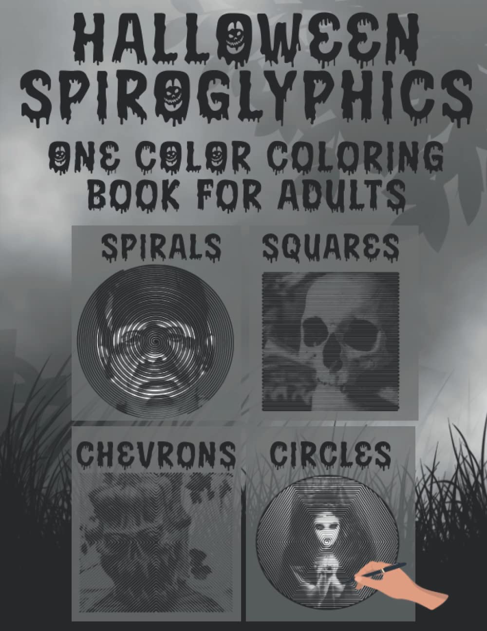Halloween Spiroglyphics: Spiroglyphics Coloring Book - Coloring with One Color for Adults