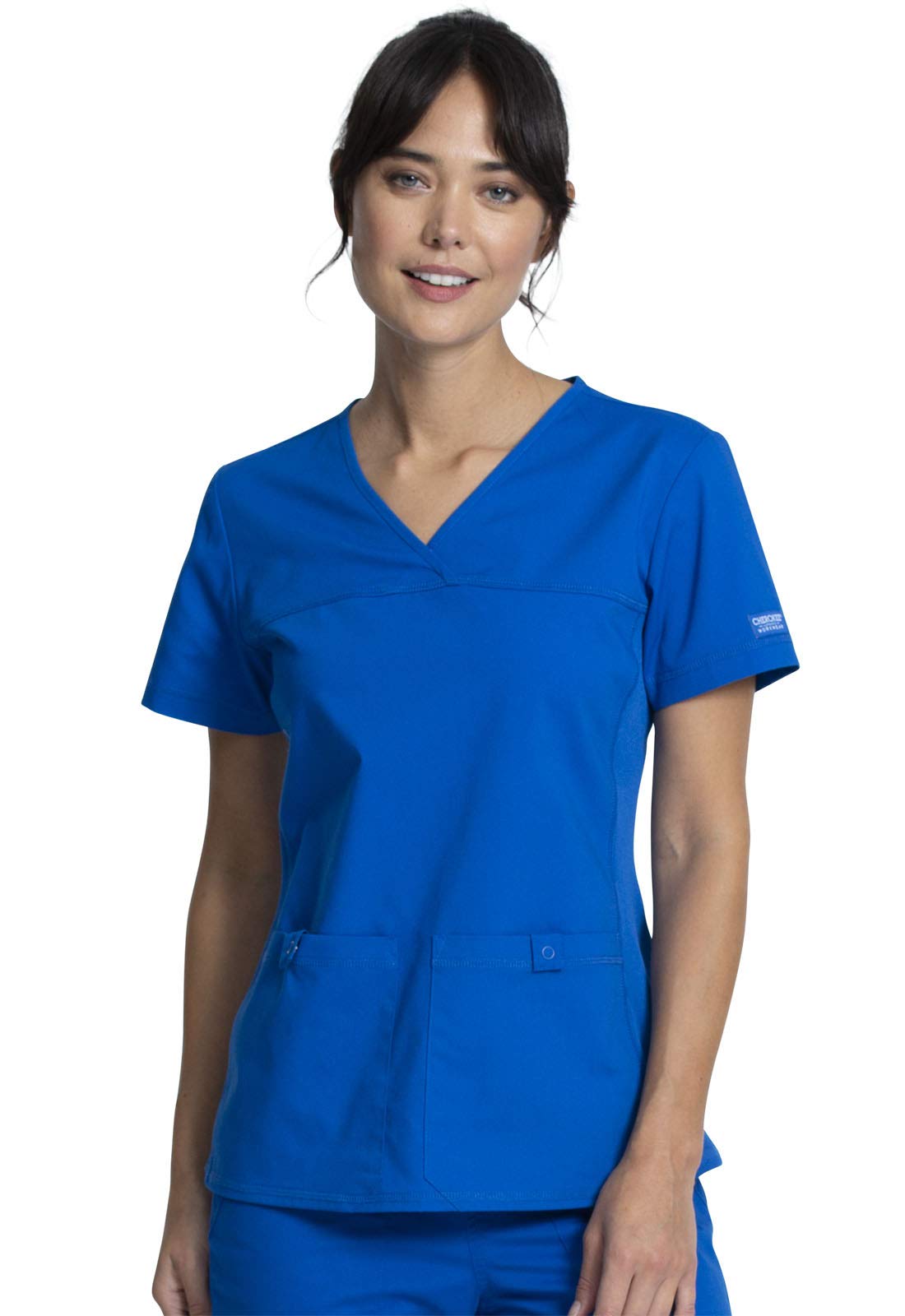 Workwear Professionals Women Scrubs Top V-Neck Knit Panel WW2968