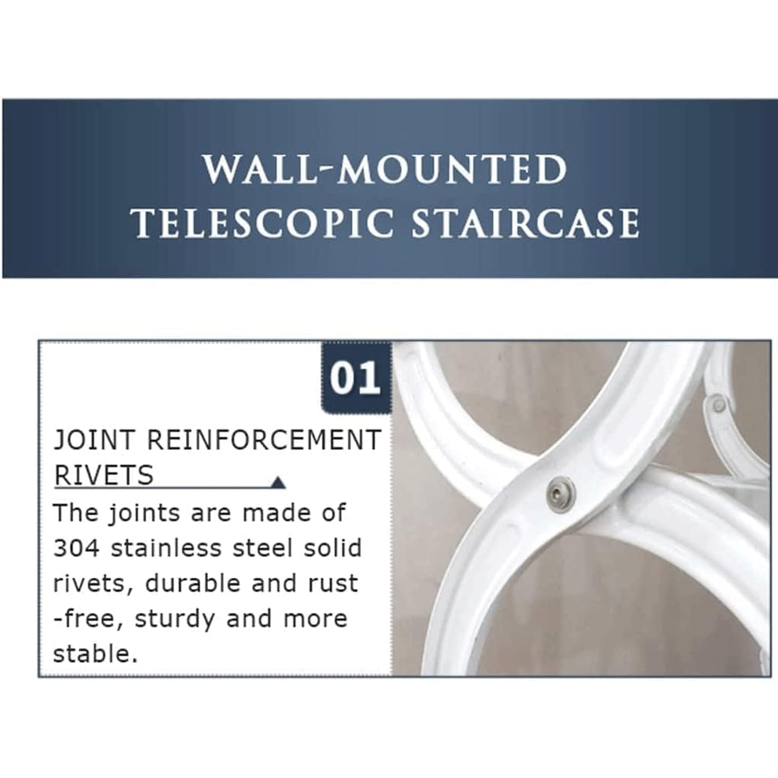 Scale per soffitta Scale manuali per soffitta Scala per soffitta salvaspazio Scala per soffitta Stretta a Parete Scala Pieghevole abbassabile (H1 2.5)