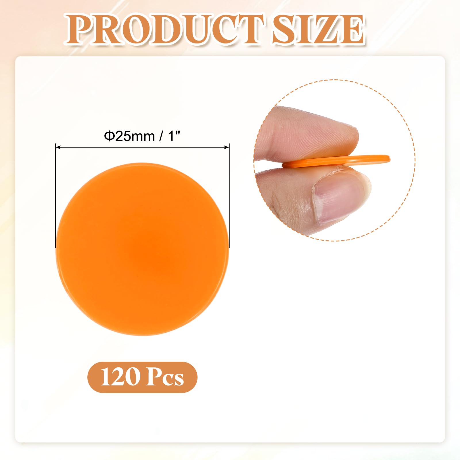 QUARKZMAN 120Pcs Fichas De Póker De 1 Pulgada, Fichas De Bingo De Plástico Contadores De Aprendizaje Discos De Conteo Marcadores Fichas De Juego Opacas, Naranja, Planas