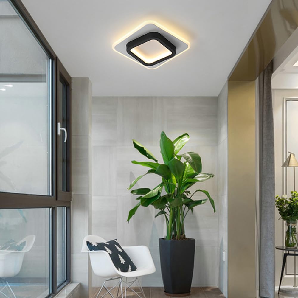 Kwadratowa Sufitowa Led Z Możliwością Regulacji, 3000K/4500K/6000K, Do Korytarza, Sypialni, Ganku, Nowoczesna Metalowa Sufitowa/Ciemny/20 Cm