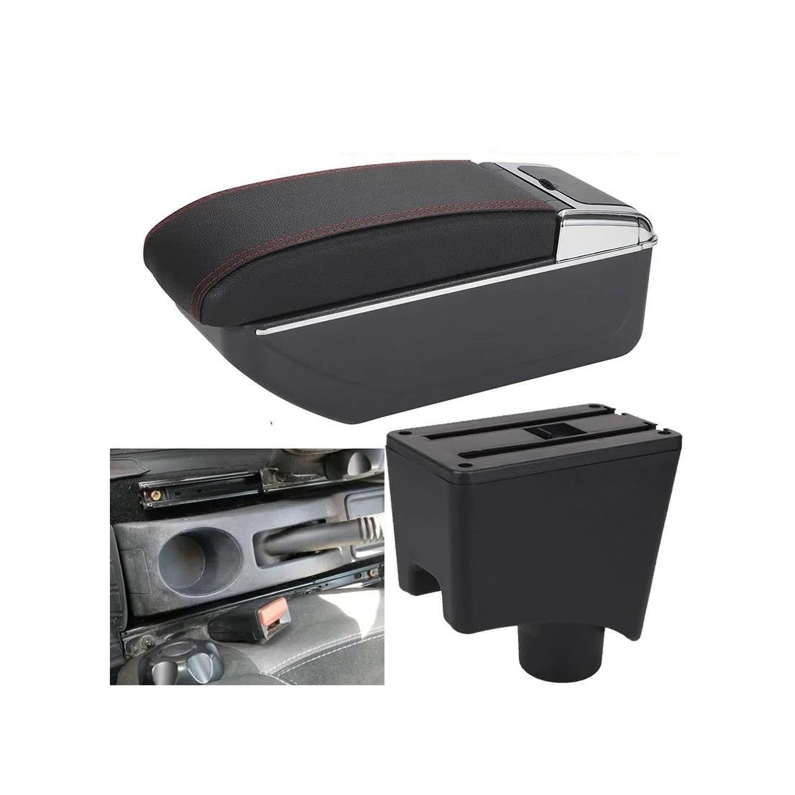 OOPUHKSY For Dacia For Renault For Sandero For Logan 2 Armrest Car Armrest Box Storage Box Car Accessories(D1 Black red No USB)