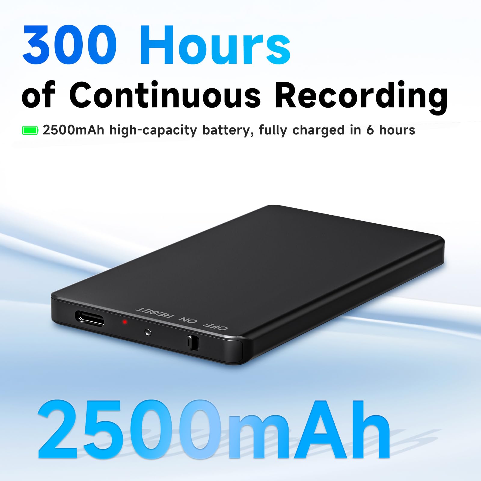 128GB Registratore Vocale Digitale Portatile, 300 Ore di Durata Ultra Lunga Dispositivo di Registrazione USB-C con Riconoscimento Vocale e Riduzione del Rumore per Riunioni Interviste
