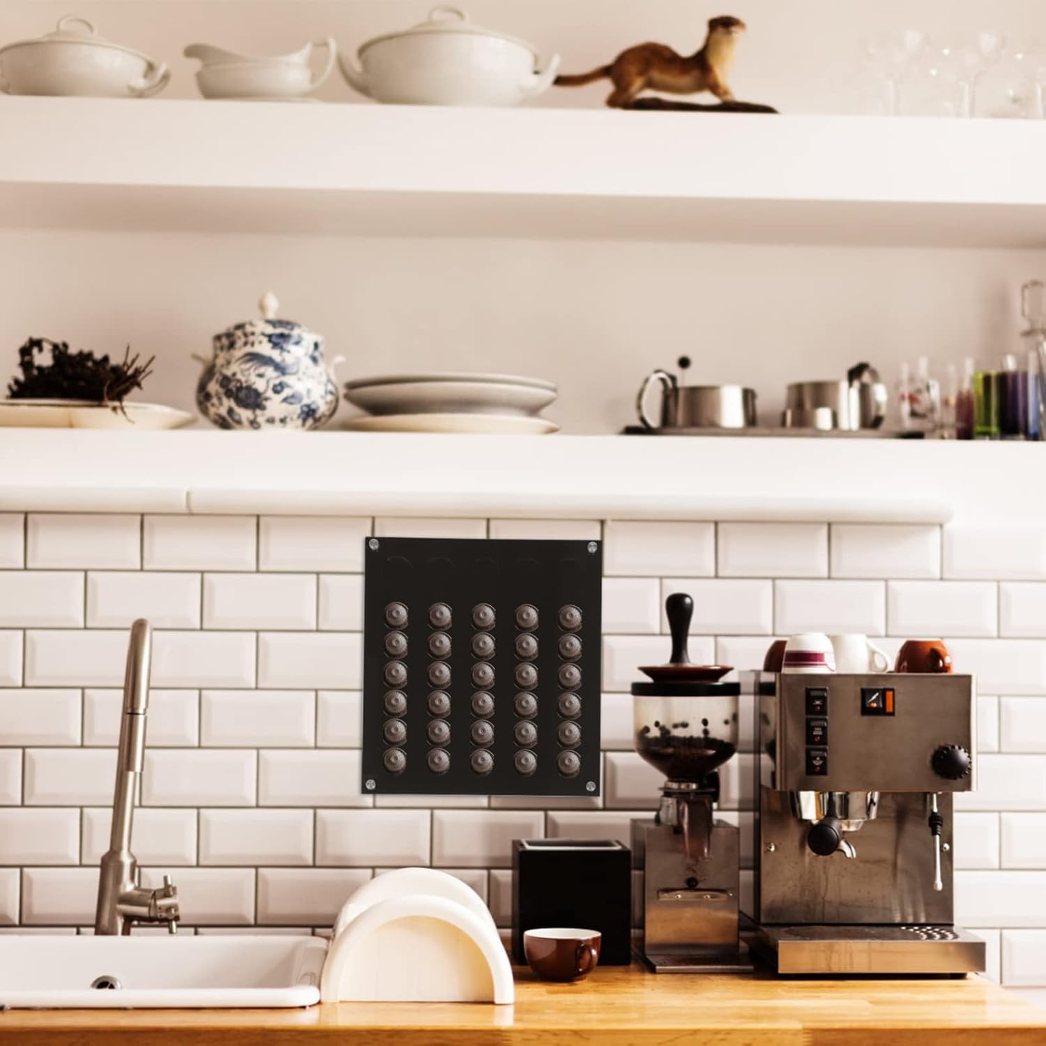 Cabilock Wall-mounted Coffee Capsule Rack Elegant Acrylic Coffee Storage Organizer for Stylish Display Shelf for Easy
