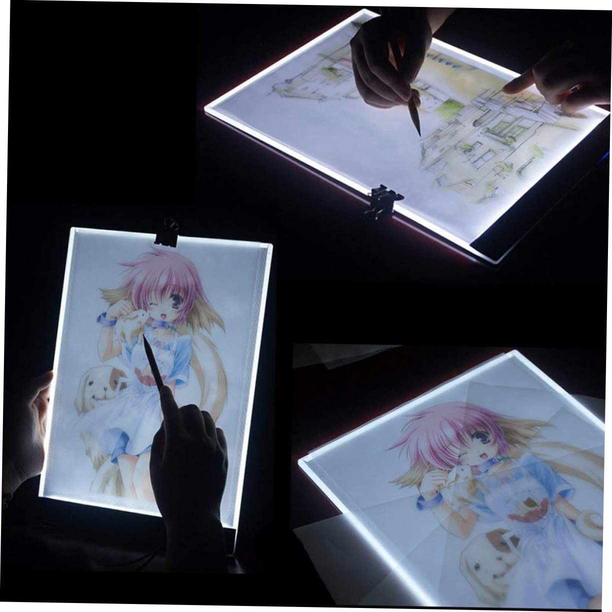 Tavola LED per Disegnare A4 Bianca, Pannello Acrilico Ultrasottile | Copiatura e Pratica Pittorica, Basso Consumo e Portatile, Cavo USB Incluso