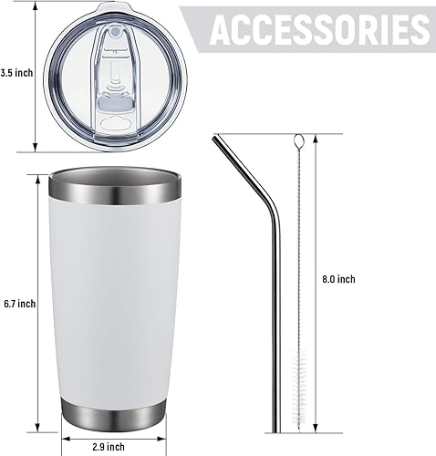 Miniatura 3 de COMOOO - Taza de viaje de doble pared aislada al vacío, de 20 onzas, vaso de acero inoxidable con tapa para bebidas frías y calientes, con