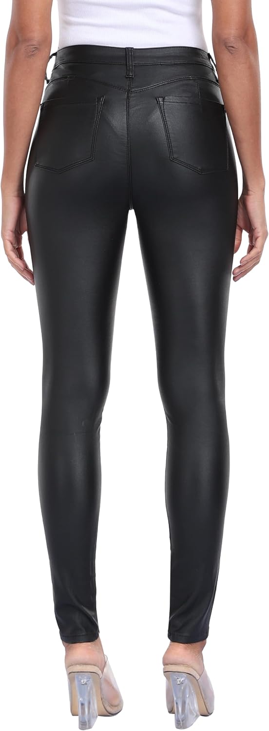 Stretchy Faux Leather Pants PU Coated Legging Juniors for Women