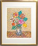 ポール ・ アイズピリ 「 ベージュ背景のバラの花束 」 リトグラフ 版画