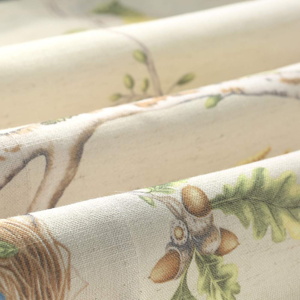 VOGOL Birds Print Kitchen Curtain Valance - 52x18 Inch, Faux Linen Rod Pocket Window Panel - View #2