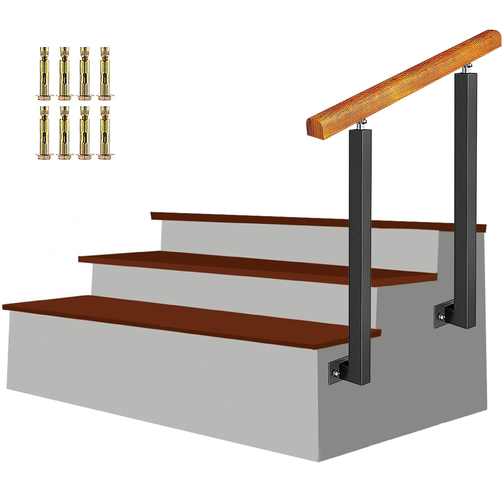 Pasamanos de madera para 2 o 3 escalones que elimina la inestabilidad 1