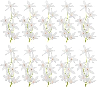 PATIKIL 7 Inch Artificial Orchid Flower, 16 Pcs Floating Candles Simulation Flower Cylinder Vase Fillers for Home Wedding Decoration, White
