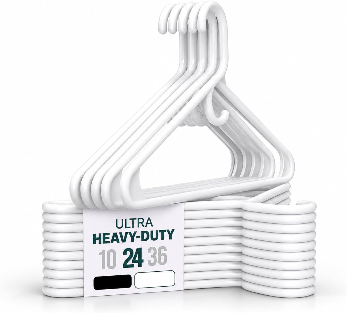 Ultra Heavy Duty Plastic Clothes Hangers – White Strong Durable Coat & Suit Hangers – Thick Plastic Closet Organizer Hangers (White, 10)