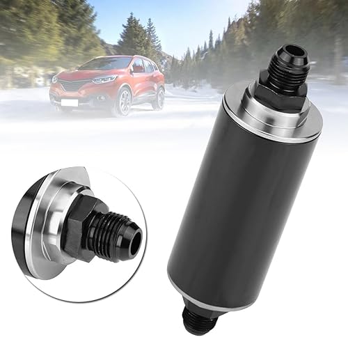 Miniatura 5 de AUCELI 50mm Filtro de combustible de gas en línea, filtro de aire con adaptador 6AN 8AN 10AN, accesorios de filtro de combustiblegasgasolina de