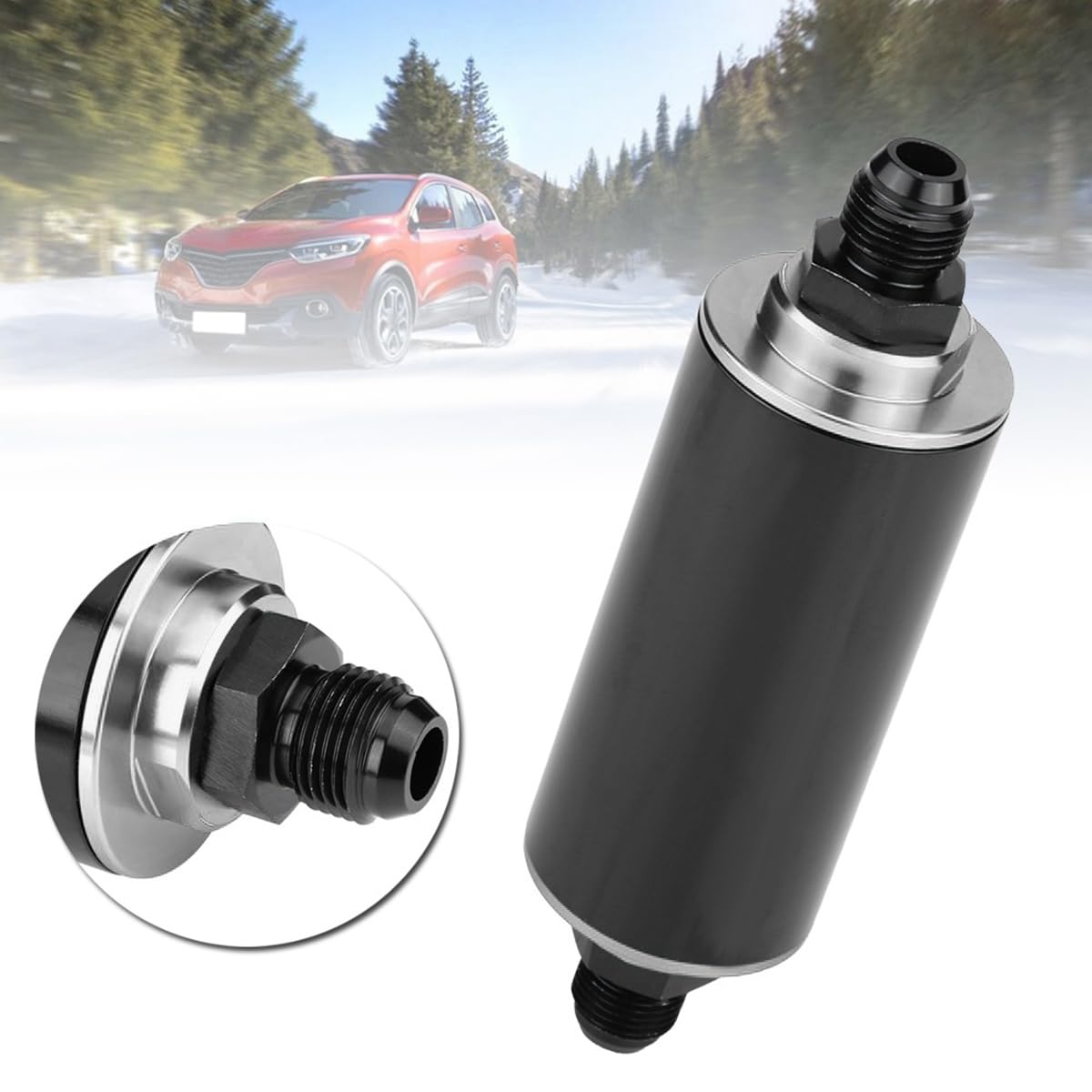 AUCELI Filtro de combustible de gas en línea de 50 mm, filtro de aire con adaptador 6AN 8AN 10AN, accesorios de adaptador de filtro de combustible/gas/gasolina, accesorios universales para coche, SUV