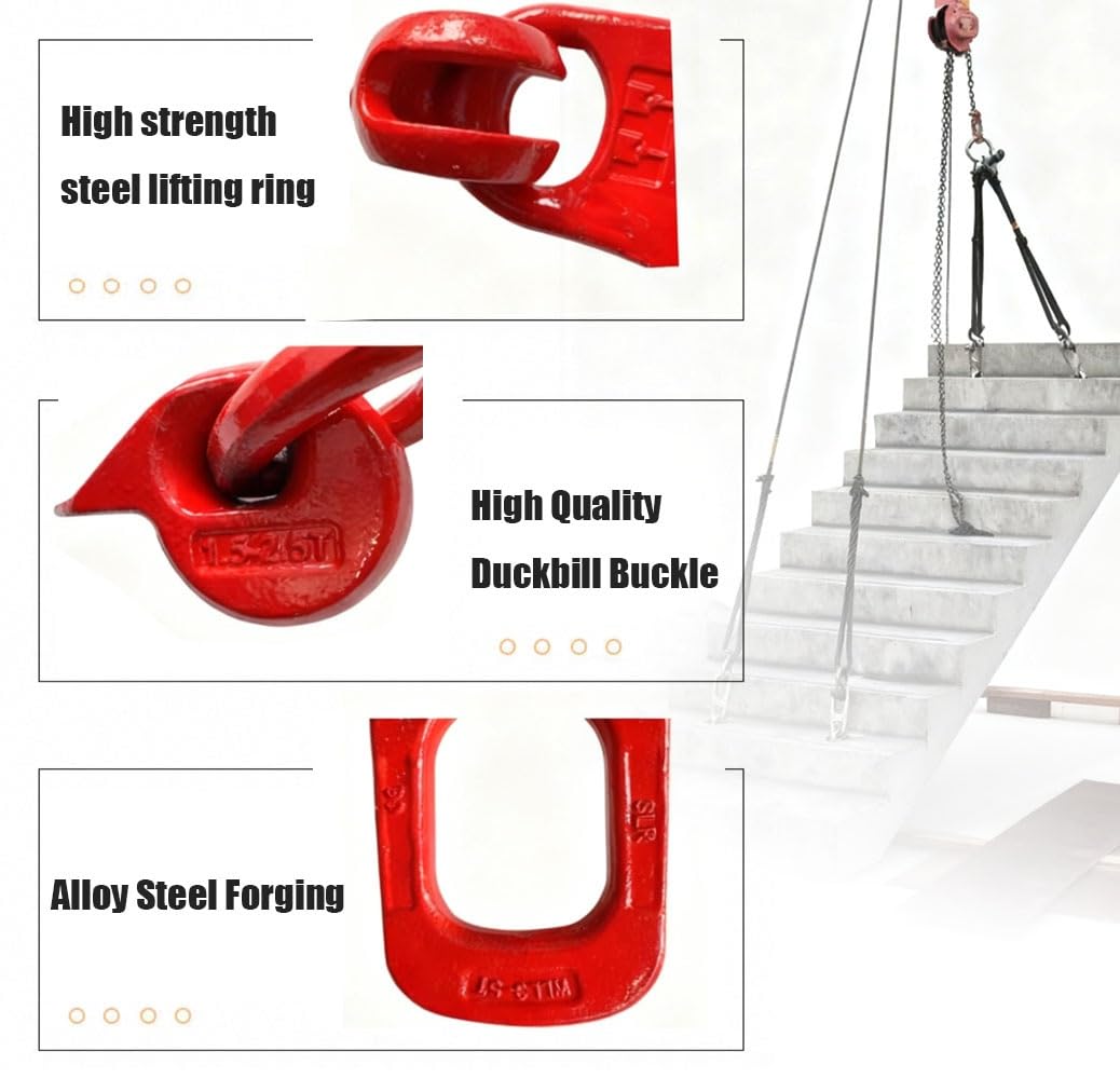 Frizione di sollevamento for calcestruzzo prefabbricato, anello di sollevamento da 1T, 2,5T, 3,5T e 10T in dispositivo for pannello ad anello multispecifica in acciaio(Red,3-5T)
