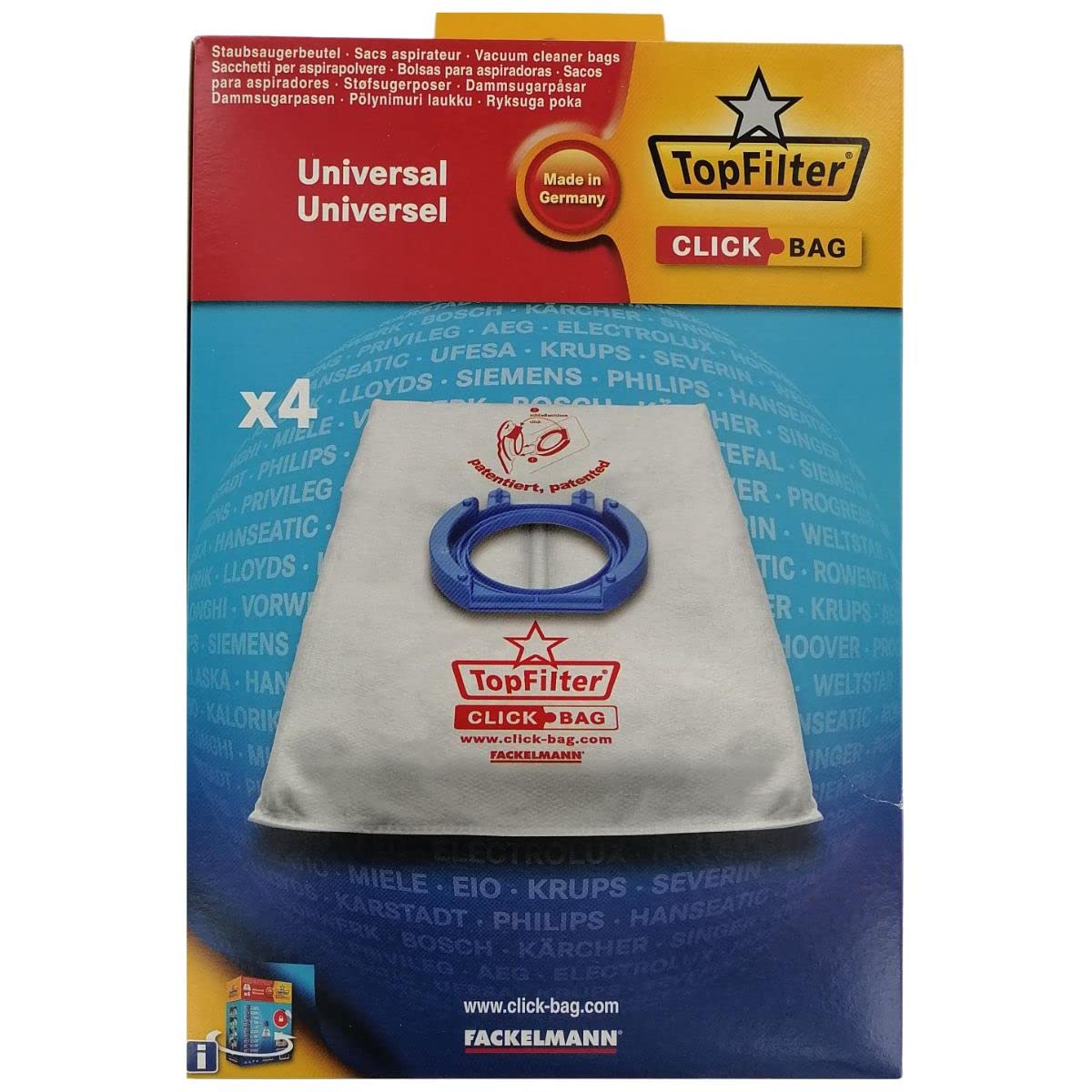Fackelmann Click-Bag 68000 Set of 4 Universal Vacuum Cleaner Bags