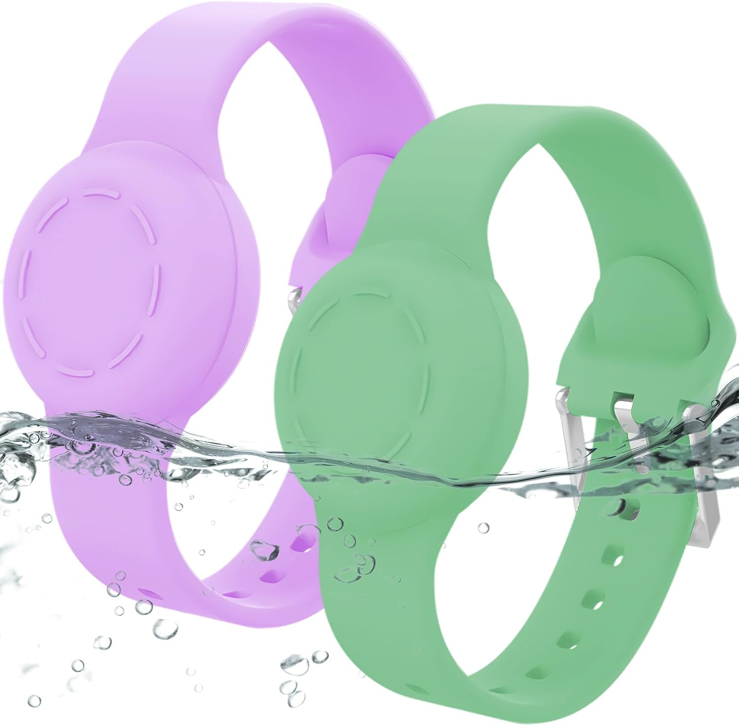 Waterproof Airtag Bracelet for Kids, Silicone Wristband Compatible with Apple Air Tag Hidden Holder Case, GPS Tracker Anti-Lost Adjustable Airtag Strap for Toddler Child (4 Pack)