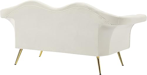 Miniatura 7 de Meridian Furniture Lips Collection - Sofá biplaza tapizado de terciopelo con patas de metal dorado resistentes, color crema
