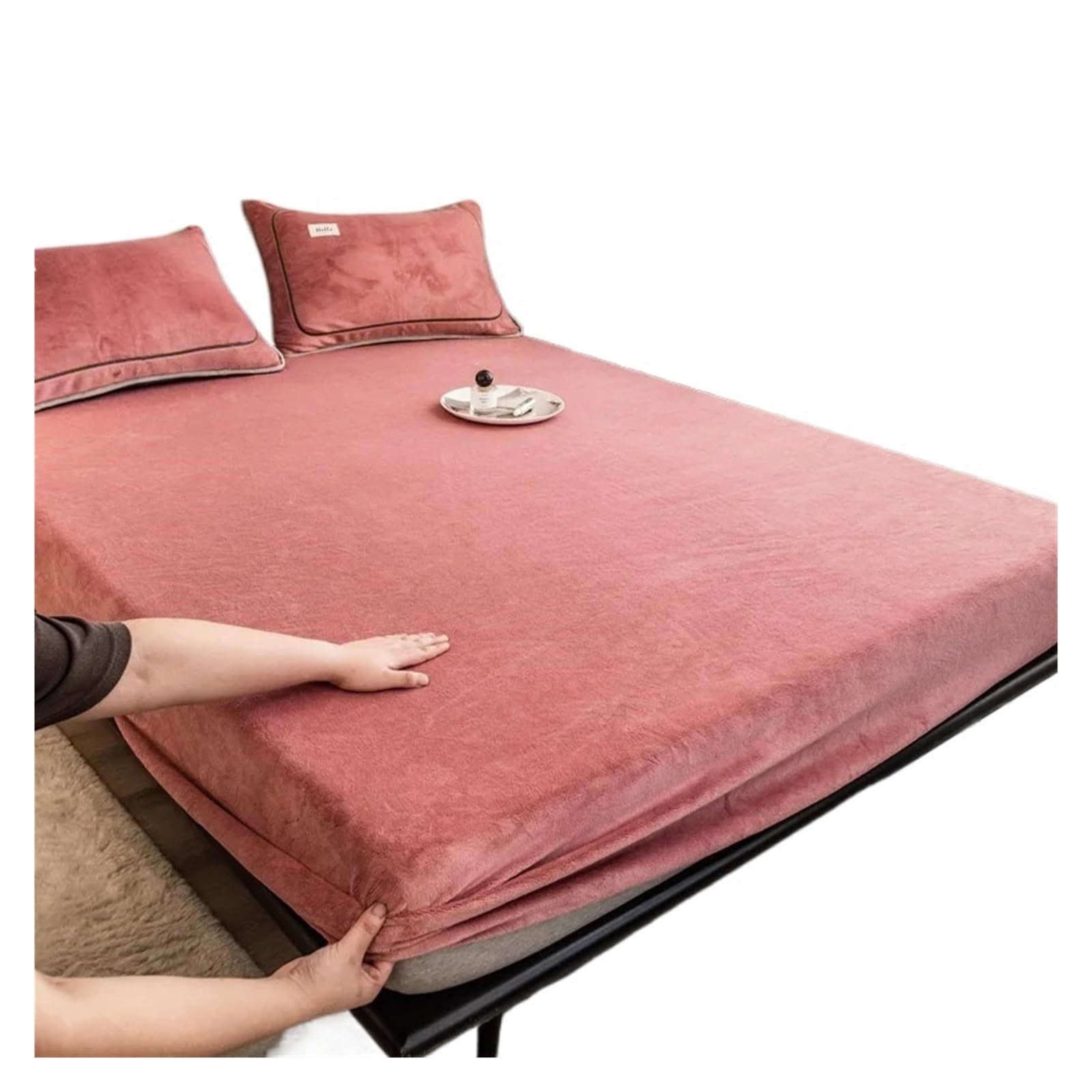 Sábanas de Invierno Gruesas Terciopelo Leche, sábana Ajustable con Banda elástica, Color Liso Muy cálido para otoño e Invierno(Color 7,150x200cm 3pcs)