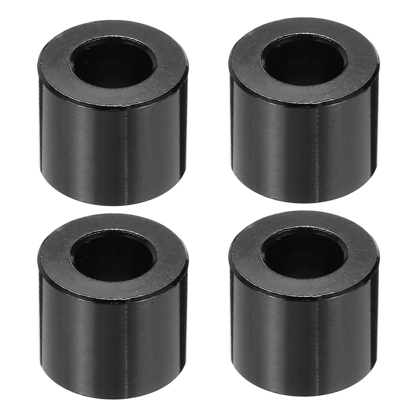 PATIKIL 4pcs M6 Aluminium Spacers, 1/4" ID x 1/2" OD Round Standoff Spacer, Non-Threaded Metal Spacers for 1/4" M6 Screws Bolts, Black 3/8" Length