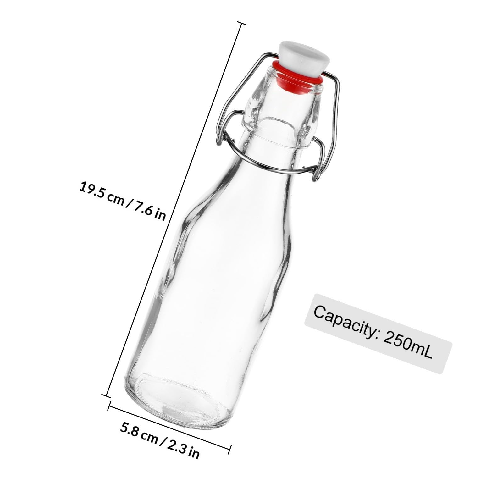 Glasflaschen mit Reinigungsbürste Auslaufsicher 250ml mit Bügelverschluss 6 Stück für Picknick und Garten Grillen