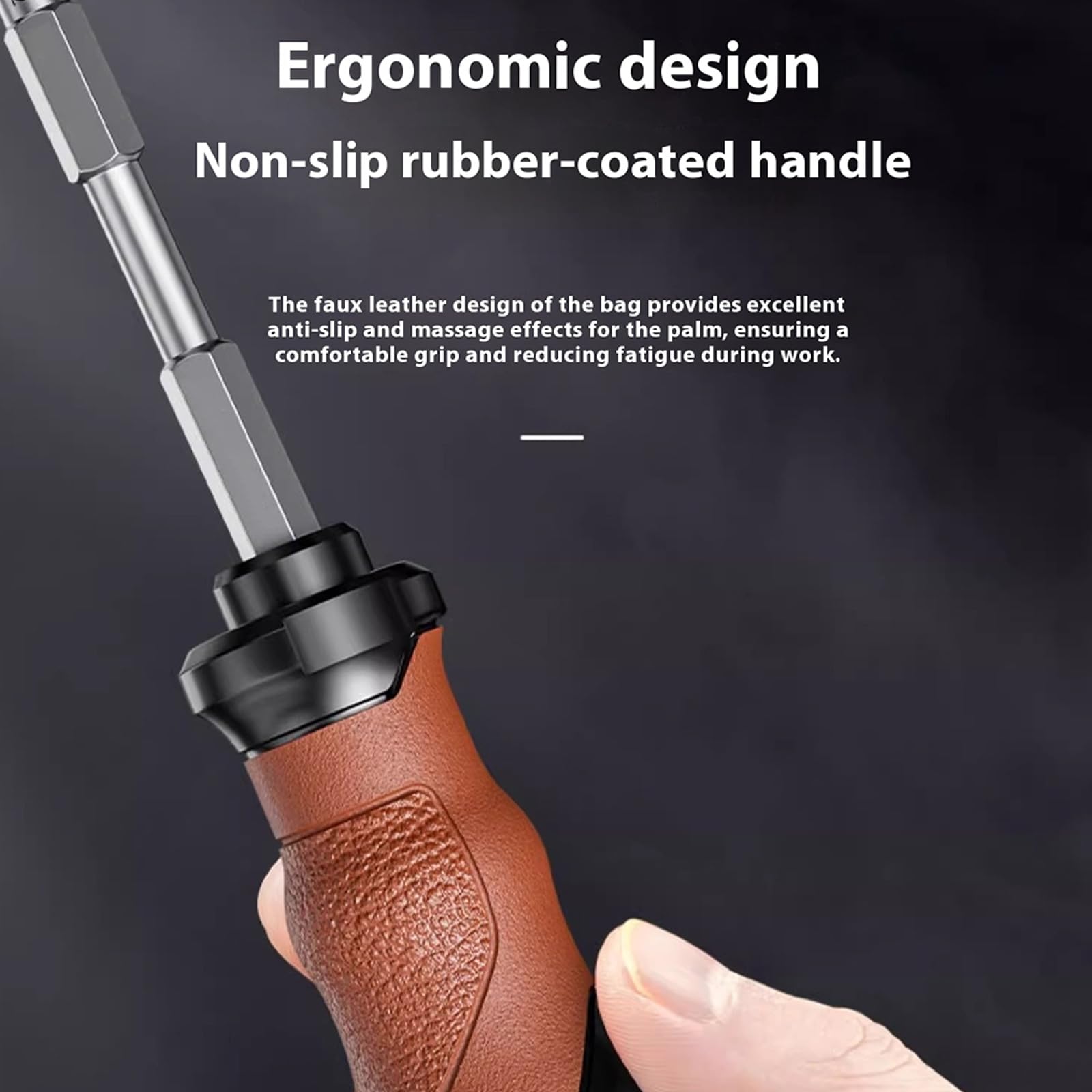 Destornillador con puntas intercambiables, diseño antideslizante, construcción de acero al carbono, mango ergonómico para reparaciones industriales, estuche de almacenamiento compacto