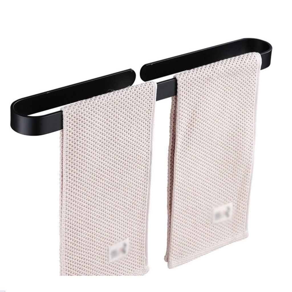 FGXHHS Towel Rail Shelf Space Aluminum Rack Holder Bathroom Towels Hanger Black Wall Hanging Bar Storage (Size : 30cm)