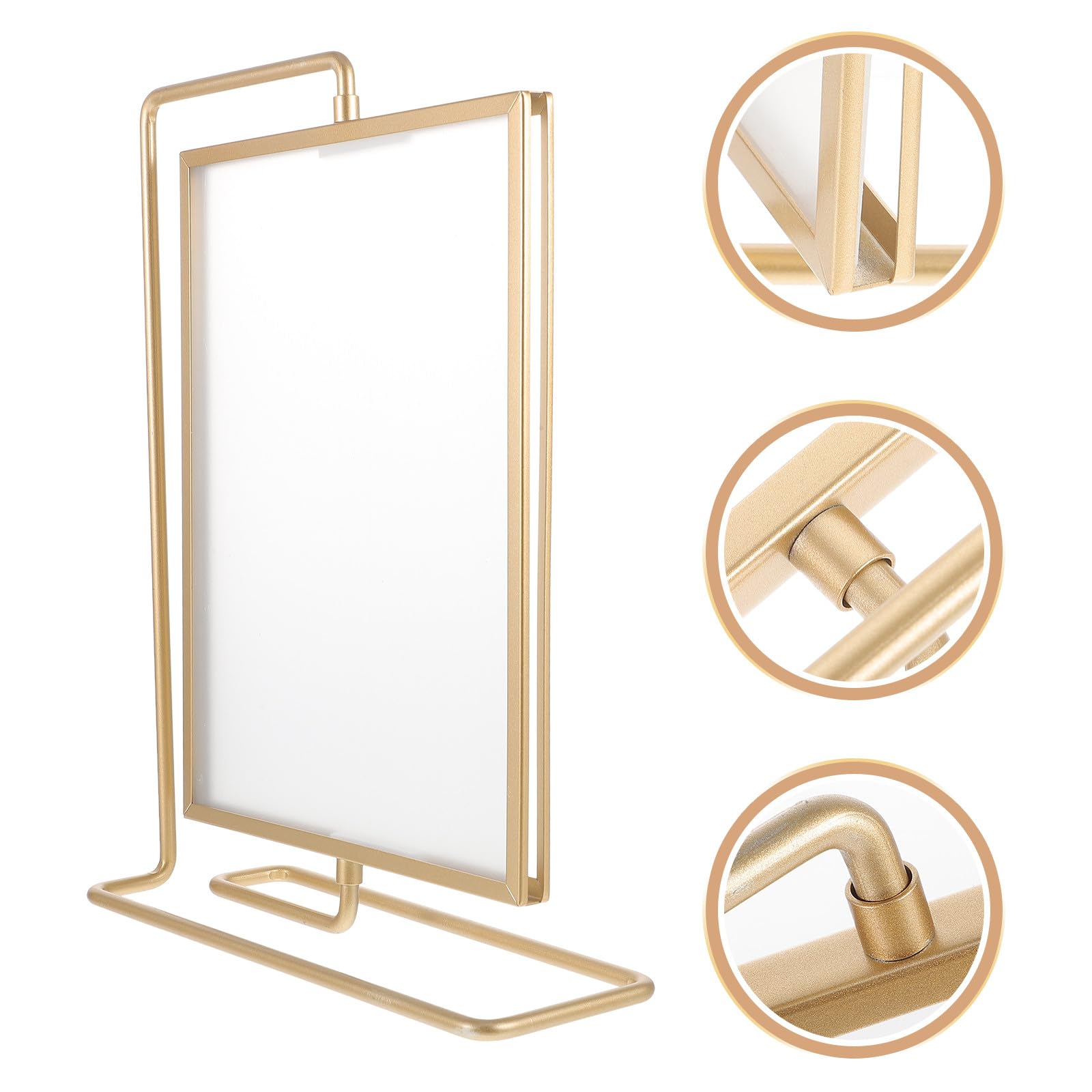 SOLUSTRE Marco de Fotos Giratorio Soporte para Fotos de Metal Dorado y Práctico Doble Cara y Acrílico de 6, 7 y 8 Pulgadas, Elegante para Decoración de Mesa