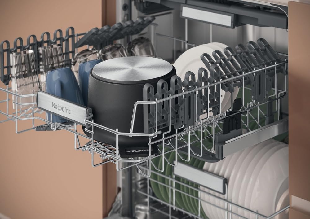 Hotpoint H7I HT59 L Lave-vaisselle Encastrable 60 cm 15 Couverts Départ Différé 24h Panier Supérieur Réglable 39 dB Classe Énergétique B Noir