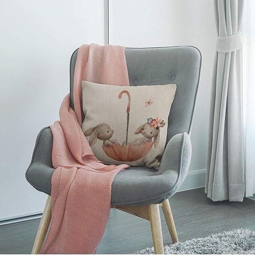 Miniatura 3 de HGOD DESIGNS Fundas de almohada de liebres, fundas de almohada decorativas de lino para el hogar, sofá, 18 x 18 pulgadas