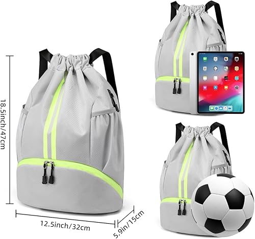 Miniatura 2 de Valleycomfy Mochila deportiva con cordón, resistente al agua, con bolsillos laterales de malla, compartimento para zapatos, mochila de gimnasio para