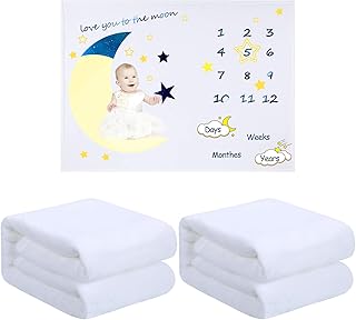 Blank Baby Receiving Blanket Fuzzy White Sublimation Blanket Soft Warm Receiving Baby Blanket Infant Newborn Blanket for Crib Stroller Travel DIY Backdrop, 30 x 40 Inch (2 Pieces)