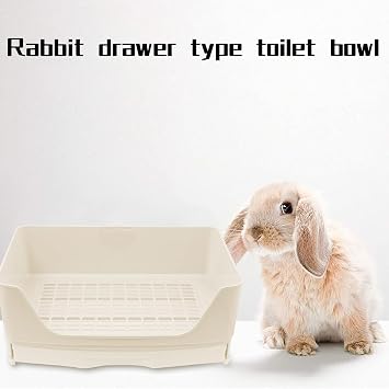 Large Rabbit Litter Box Toilet,Bunny Potty Trainer with Drawer & 100pcs Disposable Pet Toilet Films Pet Pan for Guinea Pigs, Rabbits, Hamster,Small Animals