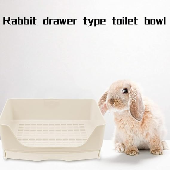 Large Rabbit Litter Box Toilet,Bunny Potty Trainer with Drawer & 100pcs Disposable Pet Toilet Films Pet Pan for Guinea Pigs, Rabbits, Hamster,Small Animals