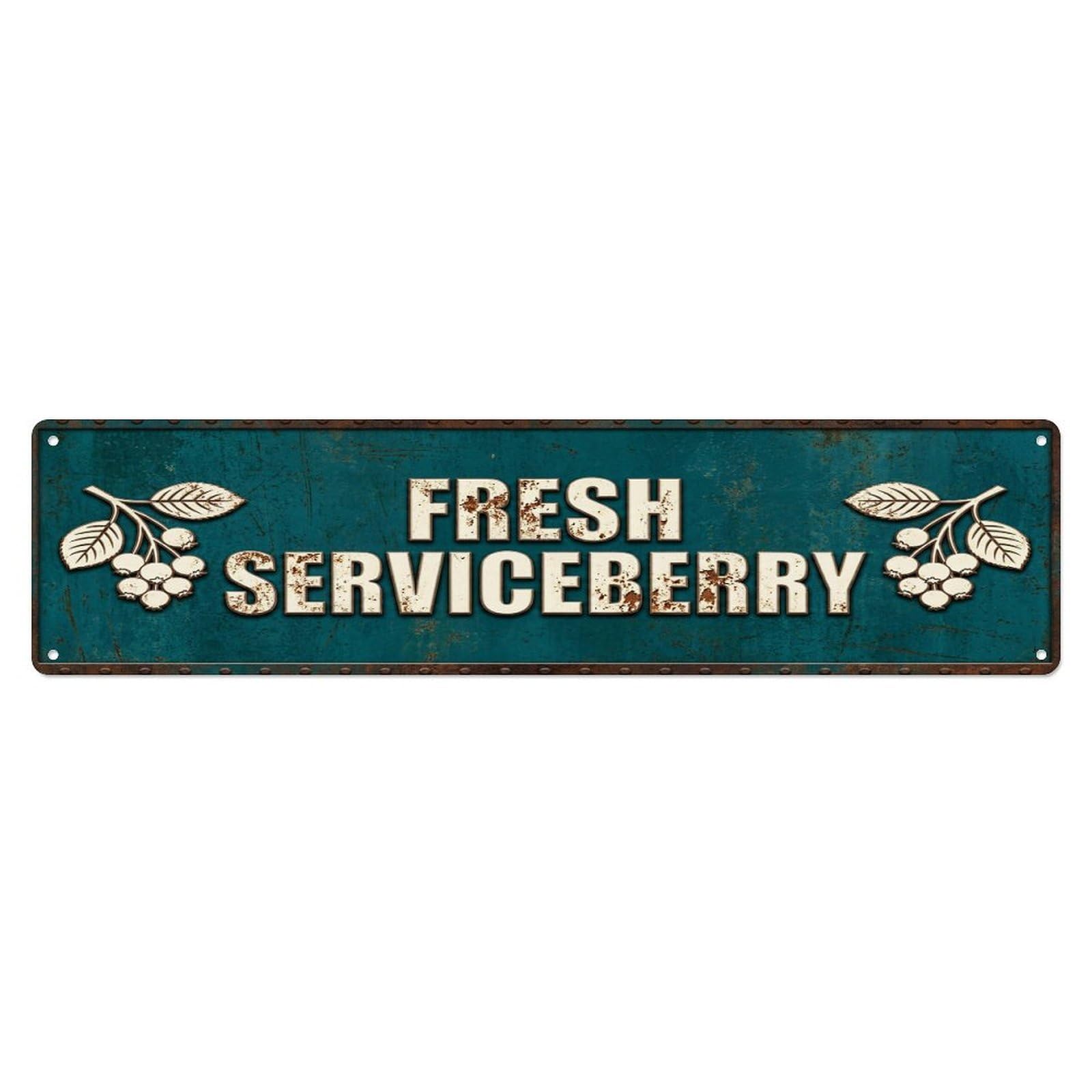 FRESH SERVICEBERRY Vintage Berry Rustic Farmhouse Metal Tin Sign