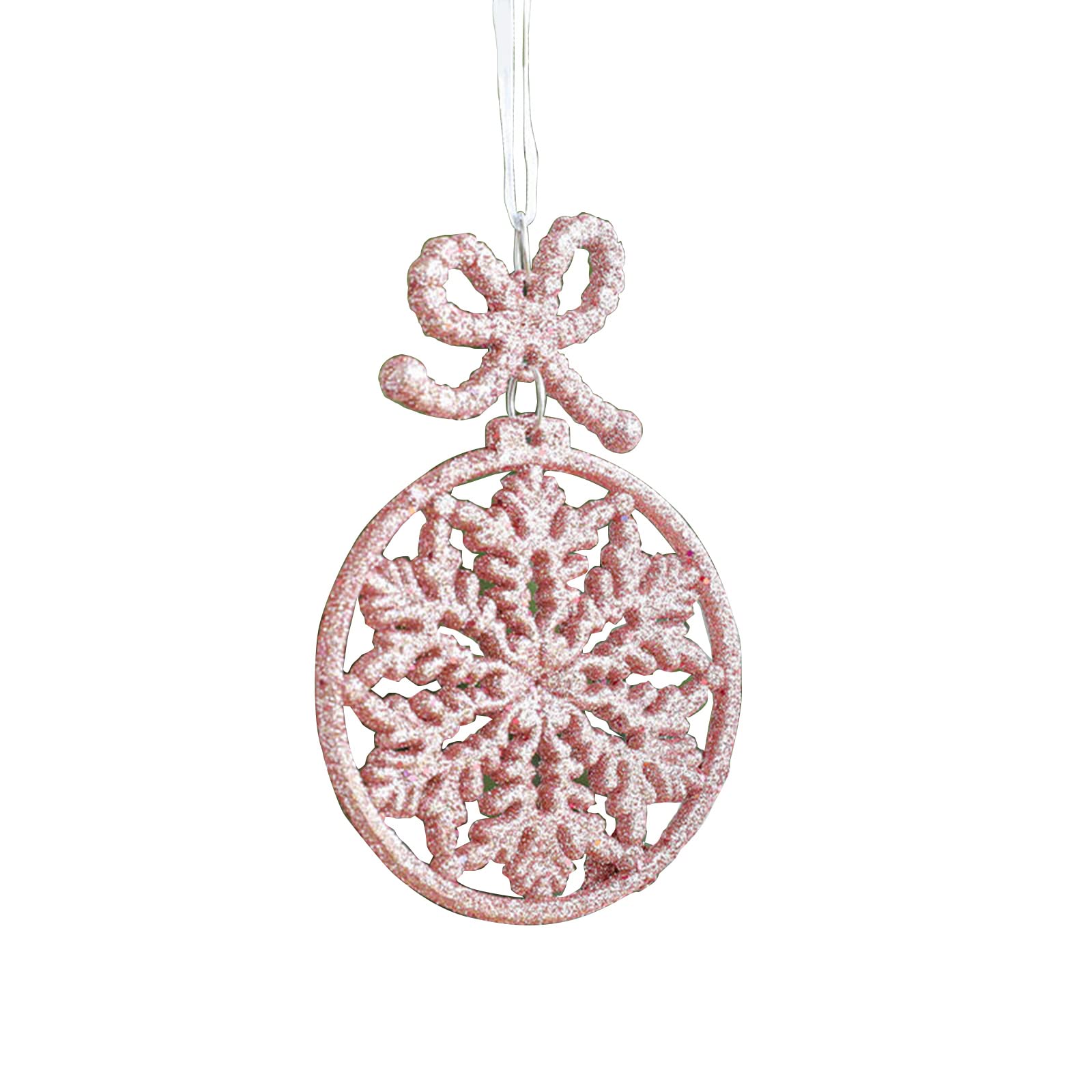 Buxuaaaa B Uxuaaaa Glittered Snowflakes With Ow-Knot Christmas Tree Decoration Easy To Use For Celebrate Holiday Hanging Ornaments Gift Christmas Pendant Decoration