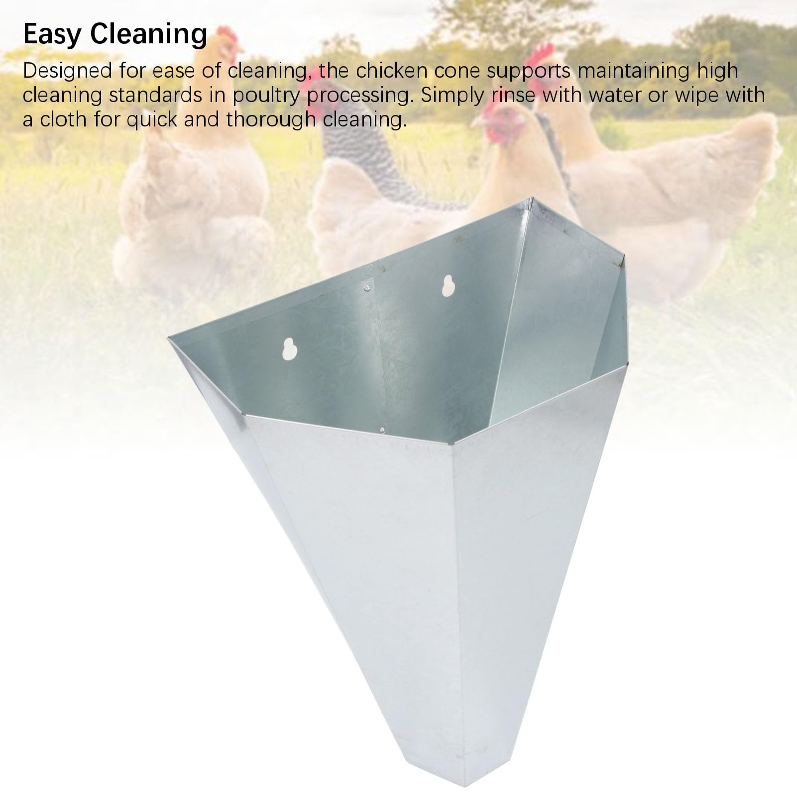 Fdit Cono para Matar Pollos, Embudo de Cono de Retención de Aves de Corral de Acero Galvanizado Resistente con Bordes Doblados, para Asadores, Pavos de hasta 8 Libras