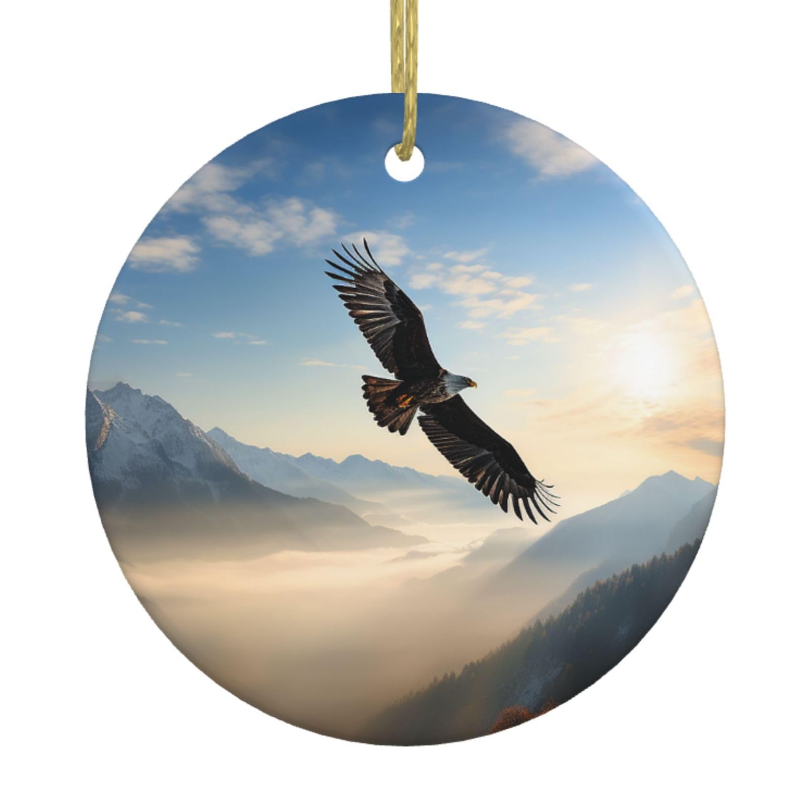 Fodpand Women's White Eagle Mountains Christmas Ornaments 2025, Gift Exchange For Men, Collectible Ceramic Ornament Round Hanging Ornaments For Christmas Tree Decoration