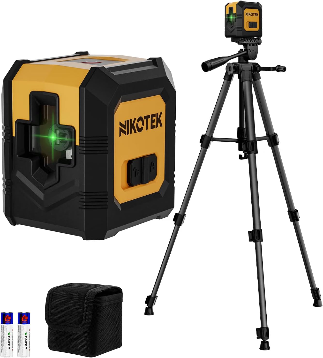 Laser Level with 35” Tripod,100Ft Self-Leveling Green Beam Horizontal and Vertical Cross-Line Laser for Home Decoration Carrying Pouch, Battery Included