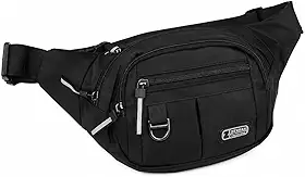 Pochete Masculina Preta com Vários Compartimentos | Ajustável, Compacta e Resistente para Dia a Dia, Viagem, Motociclista | Impermeável, Grande Capacidade (PRETO)