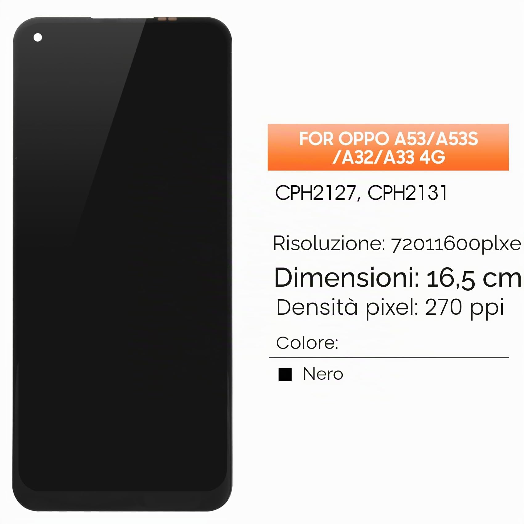 AGCUT per Oppo A53 4G LCD Display per Oppo A53/Oppo A53S/Oppo A32/Oppo A33 4G LCD Schermo CPH2139 CPH2135 Touchscreen Digitizer Full Assembly Kit di Riparazione(Nero, Non per Versione 5G)