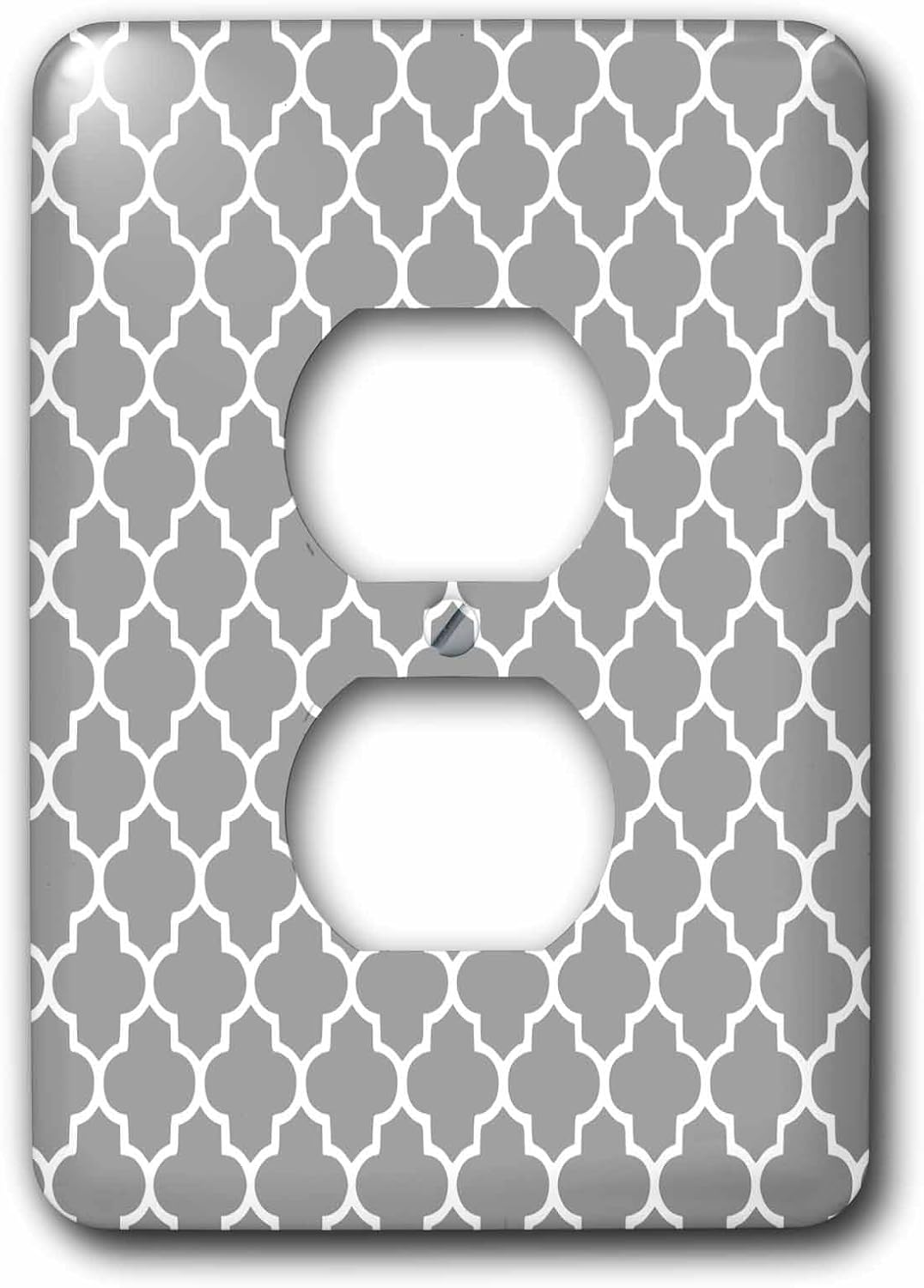 3dRose Lsp_120259_6 Dark Gray Quatrefoil Pattern - Grey Moroccan Tiles - Modern Stylish Geometric Clover Lattice 2 Plug Outlet Cover