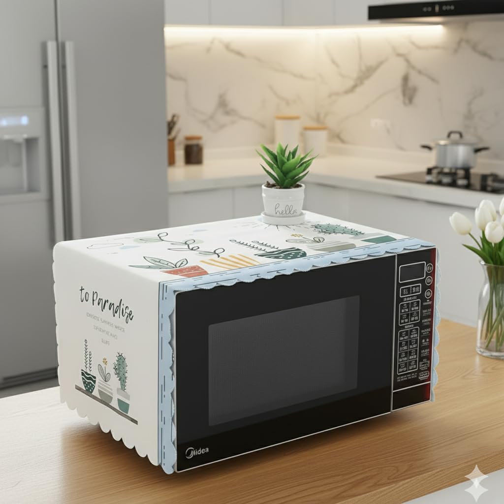 Microwave Oven Cover Waterproof & Dustproof Fabric Protector with Cute Printed Design Fits Standard Countertop Ovens Heat-Resistant, Easy-to-Clean, Durable & Decorative-image-21
