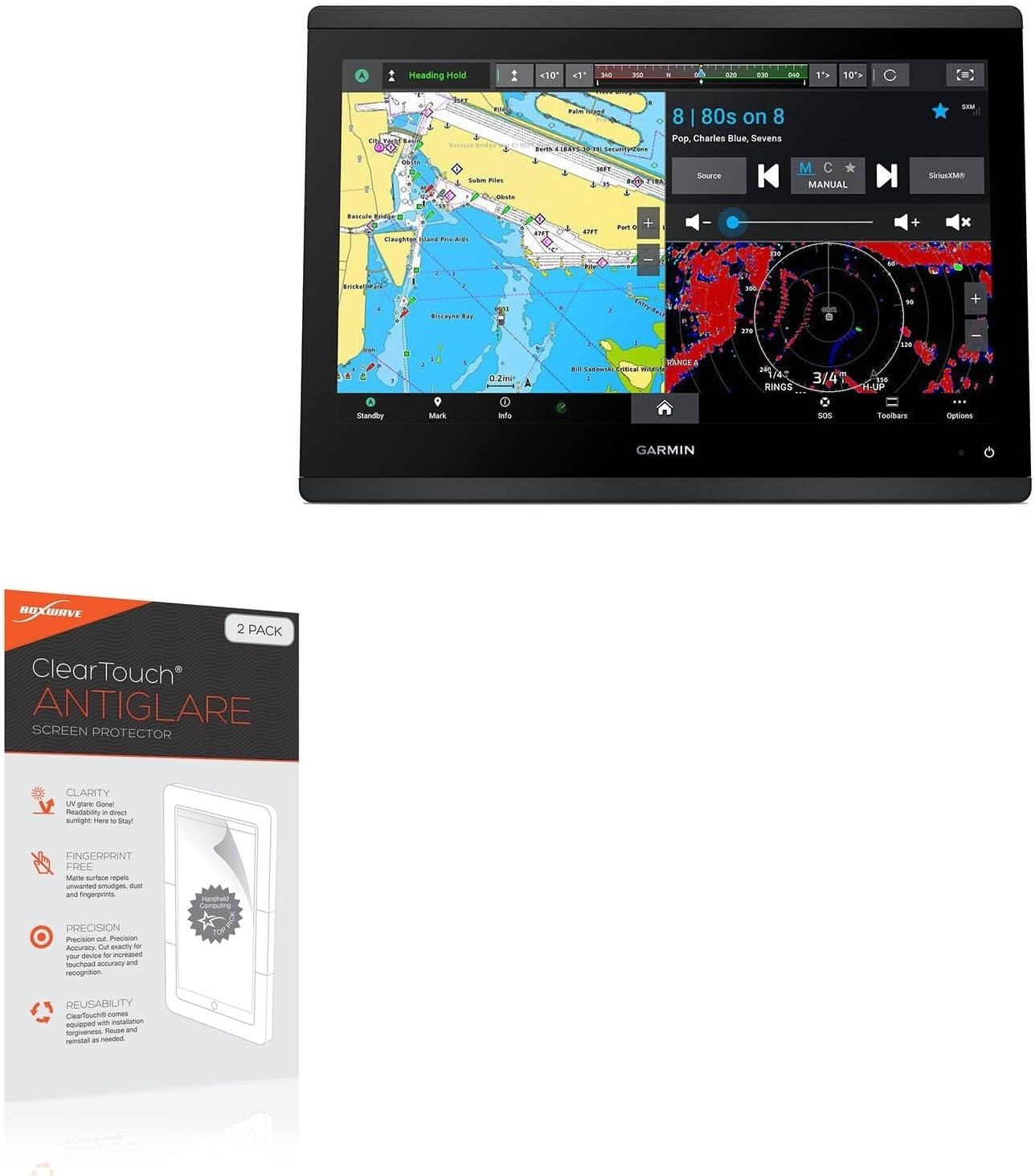 BoxWave Screen Protector Compatible with Garmin GPSMAP 1643 - ClearTouch Anti-Glare (2-Pack), Anti-Fingerprint Matte Film Skin