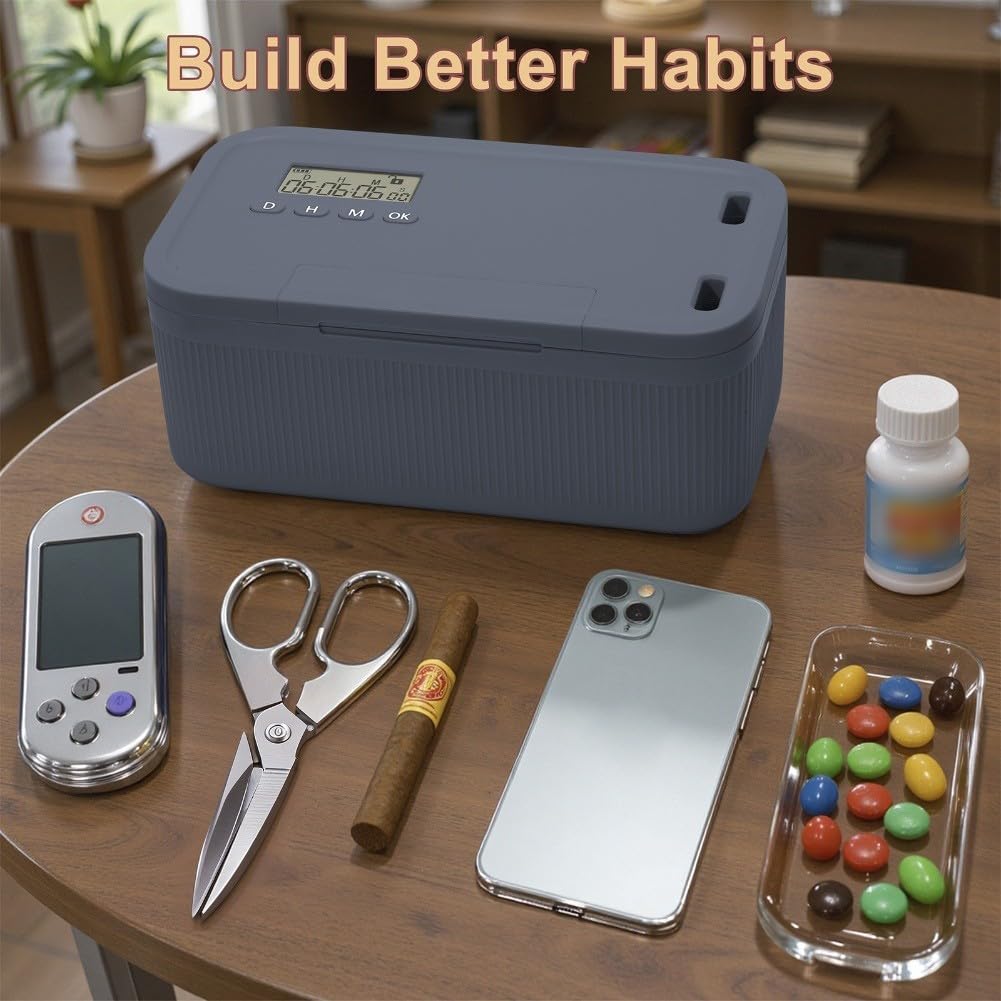 Caja de bloqueo temporizada con temporizador digital de cuenta regresiva y cerradura de combinación, contenedor de almacenamiento ABS de 2.8 L para teléfonos, aperitivos, medicamentos y electrónica