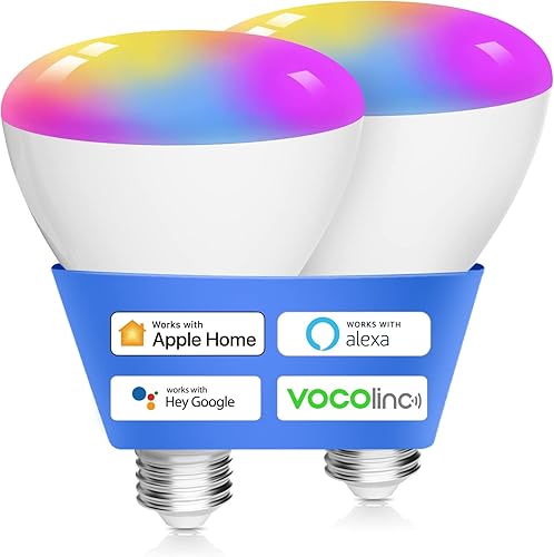 Miniatura 1 de VOCOlinc Bombillas inteligentes, bombilla LED WiFi BR30, bombilla RGBW que cambia de color, funciona con Alexa, Apple Homekit y Google Home,