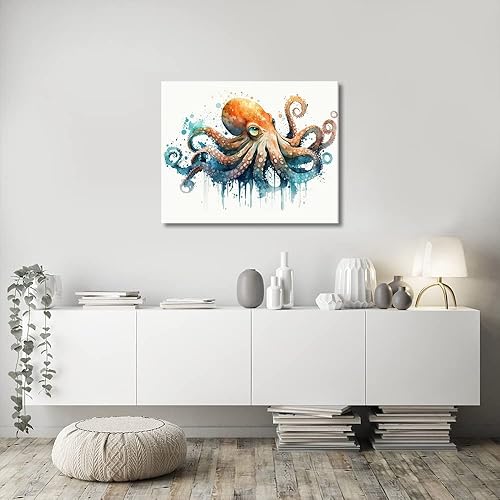 Miniatura 4 de TUMOVO Pintura por números para adultos, pintura de pulpo por números, pintura colorida de animales marinos, kits de pintura acrílica para adultos,